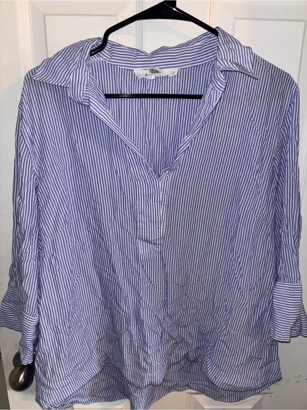 Workshop Republic Clothing Blue and White Striped Pullover Blouse